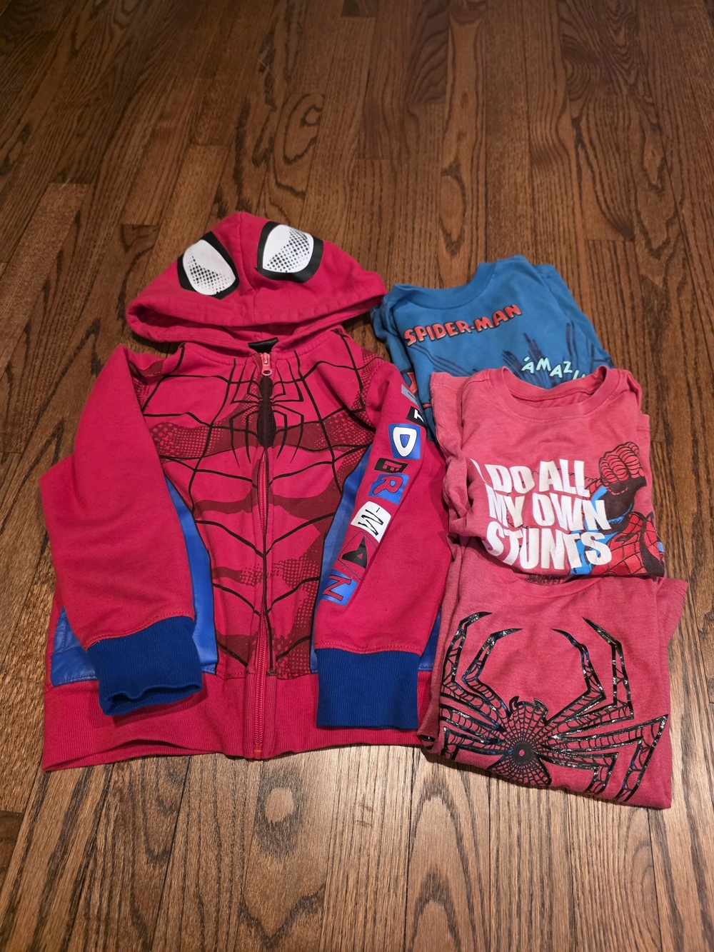 Spider-Man Red Hoodie + 3 Spider-Man Tee Bundle
